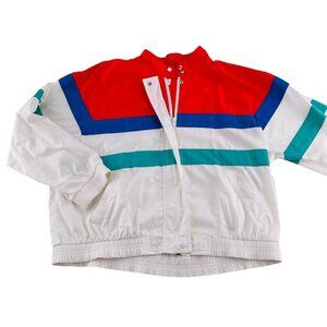 Vintage Haberdasher Petite Womens Colorblock Jacket Size 14 With Elastic Waist &